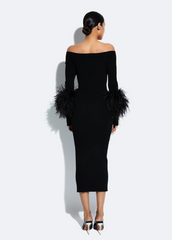 Lapointe Matte Viscose Cross Front Dress With Feathers