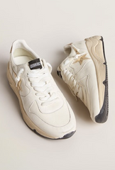 Golden Goose Running Sole- WHITE/GOLD/BEIGE