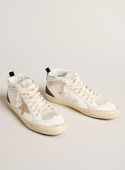 Golden Goose Mid Star  WHITE/ICE/GOLD/BROWN