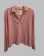 Frank & Eileen Patrick Popover Henley- red/white stripe