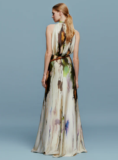 Silvia Tcherassi Mabel Dress- Olive Watercolor