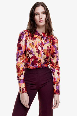 Smythe Box Pleat Shirt - Garnet Floral