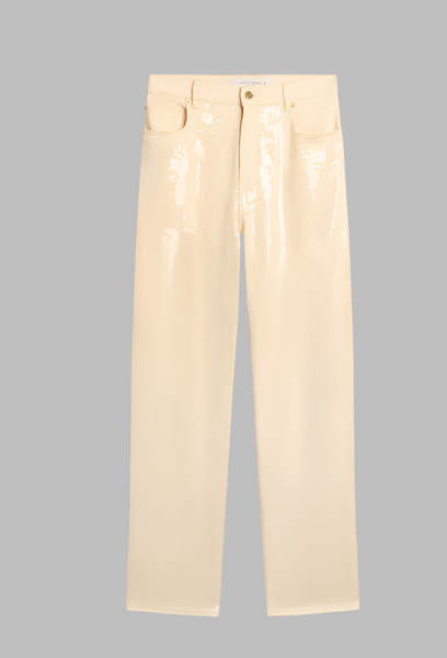 Golden Goose Ecru pants with transparent all-over sequins