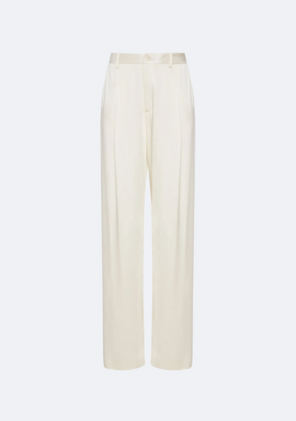 LAPOINTE Satin Relaxed Pleated Pant- Cream