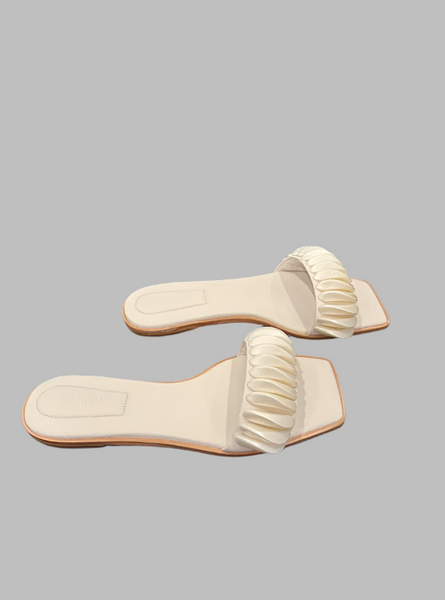 Simkhai Pearlized Ripple Flat Sandal- Pearl