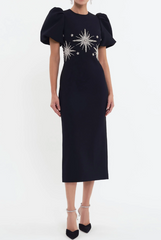 Rebecca Vallance ESTELLA MIDI DRESS- Black