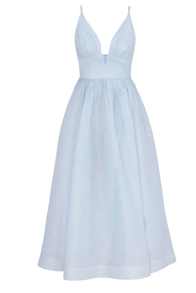 Zimmermann ILLUMINATE V NECK MIDI DRESS- Mint