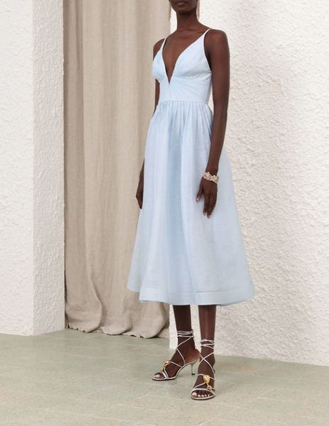 Zimmermann ILLUMINATE V NECK MIDI DRESS- Mint