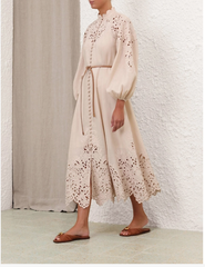 Zimmermann Wylie Embroidered Billow Dress- Cream