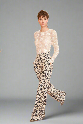 Golden Goose Ecru pants with transparent all-over sequins