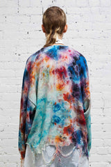 R13 Destroyed Oversized Pullover- Printed Tie-Dye
