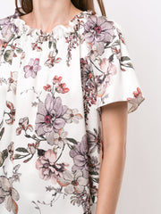 Adam Lippes Gathered Top In Printed Charmeuse