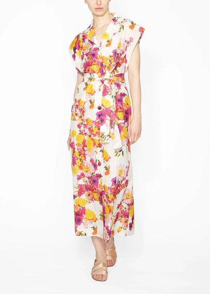 Adam Lippes Quilted Sleeve Shirt Dress In Printed Voile