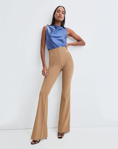 Forte Forte elasticated waist trousers in wool-linen blend woven fabric -candore