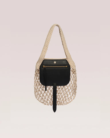Golden Goose Mini Star Bag in glossy black leather with tone-on-tone star