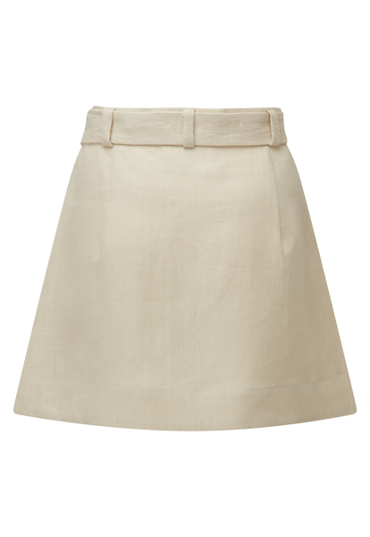 Lisa Marie Fernandez Belted Sand Linen Mini Skirt