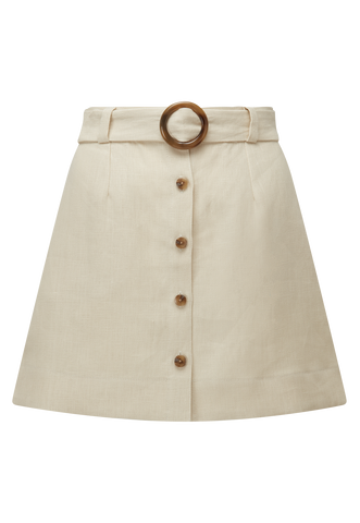 Lisa Marie Fernandez Belted Sand Linen Mini Skirt