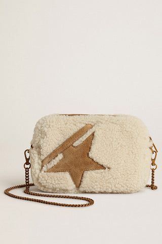 Golden Goose Mini Star Bag in glossy black leather with tone-on-tone star
