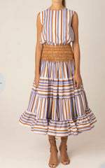 Silvia Tcherassi Cremona Dress Violet Brown Stripes