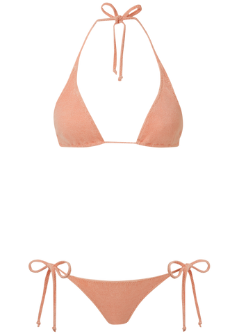 Lisa Marie Fernandez padded triangle fuchsia striped seersucker bikini